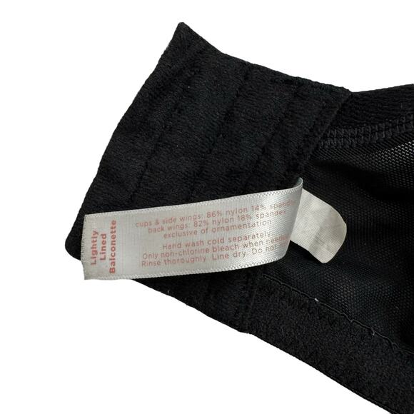 CACIQUE Lightly Lined Balconette Bra with Black Lace Size 42F Underwire Hook Eye - Picture 7 of 7